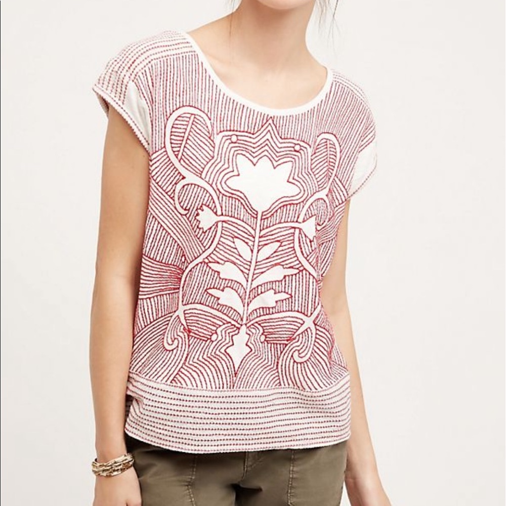 Anthropologie Akemi Kin Embroidered Sienna Top